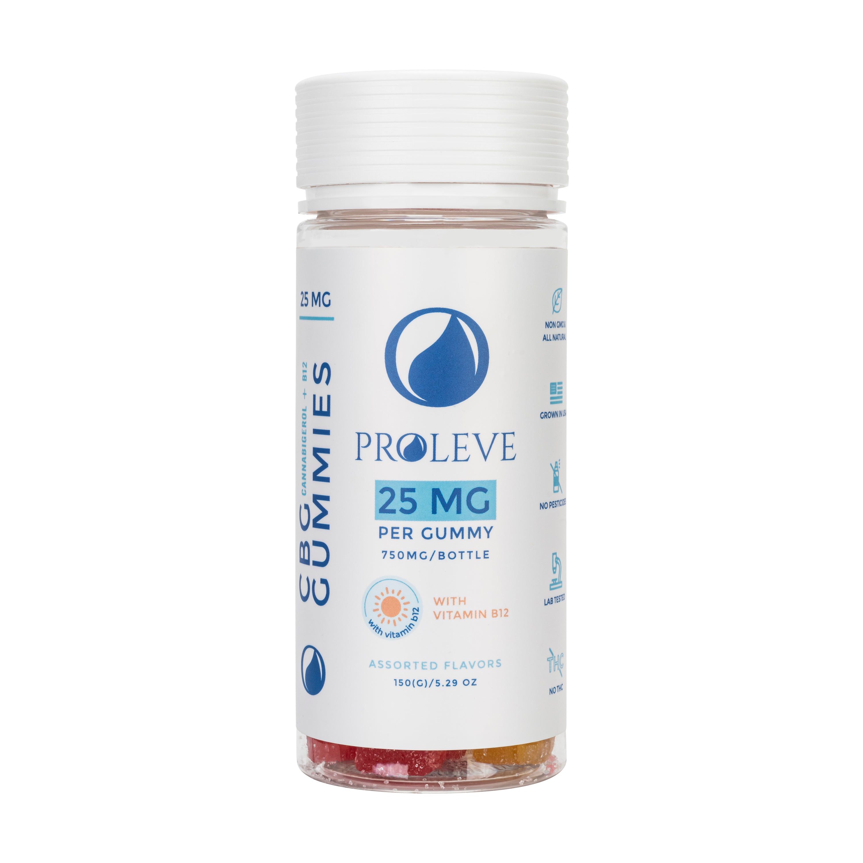 Proleve 25MG CBG plus B12 Gummies 30 Count Bottle