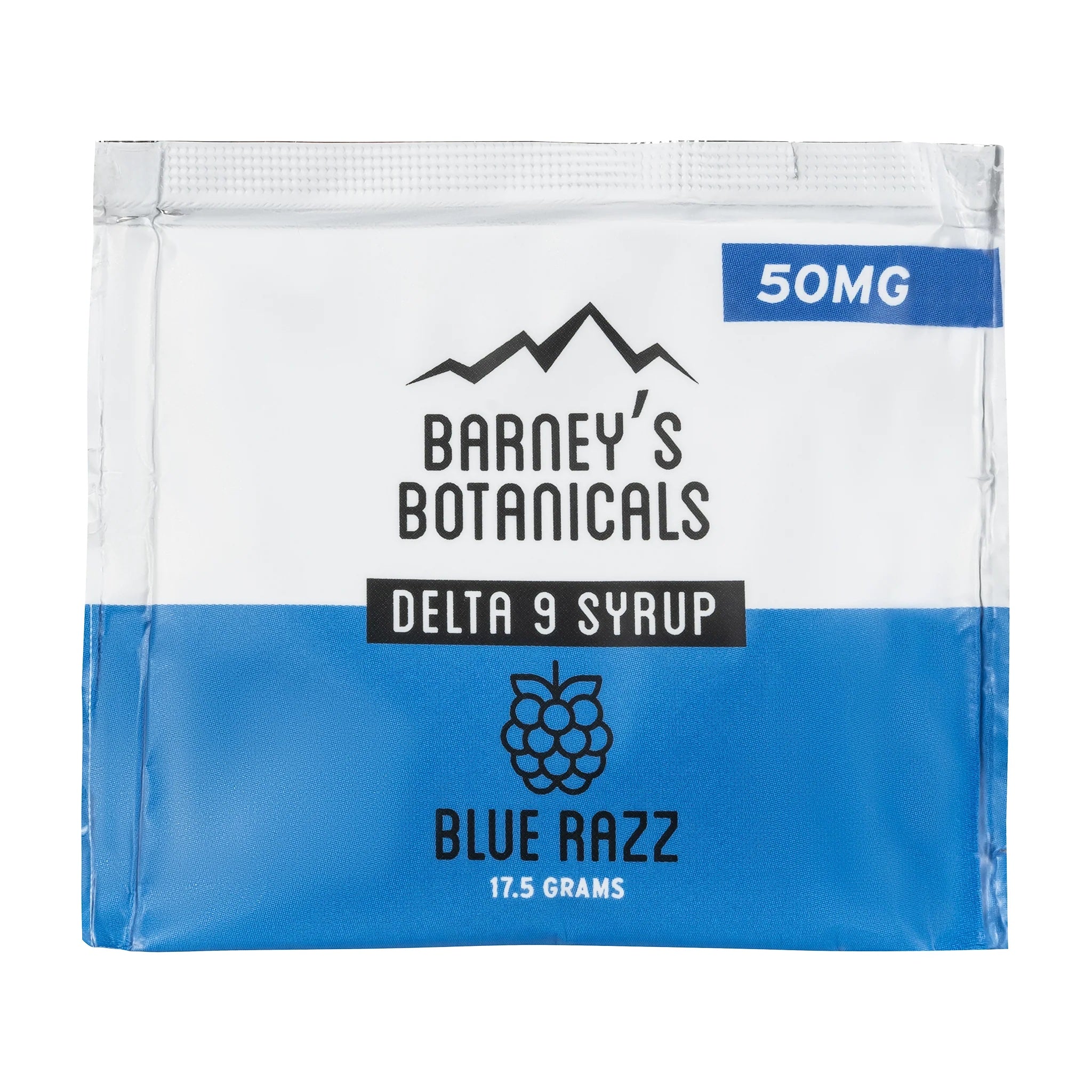 Barney's Botanicals 50mg Delta 9 THC Shot in Blue Razz Flavor - Single Packet Shown