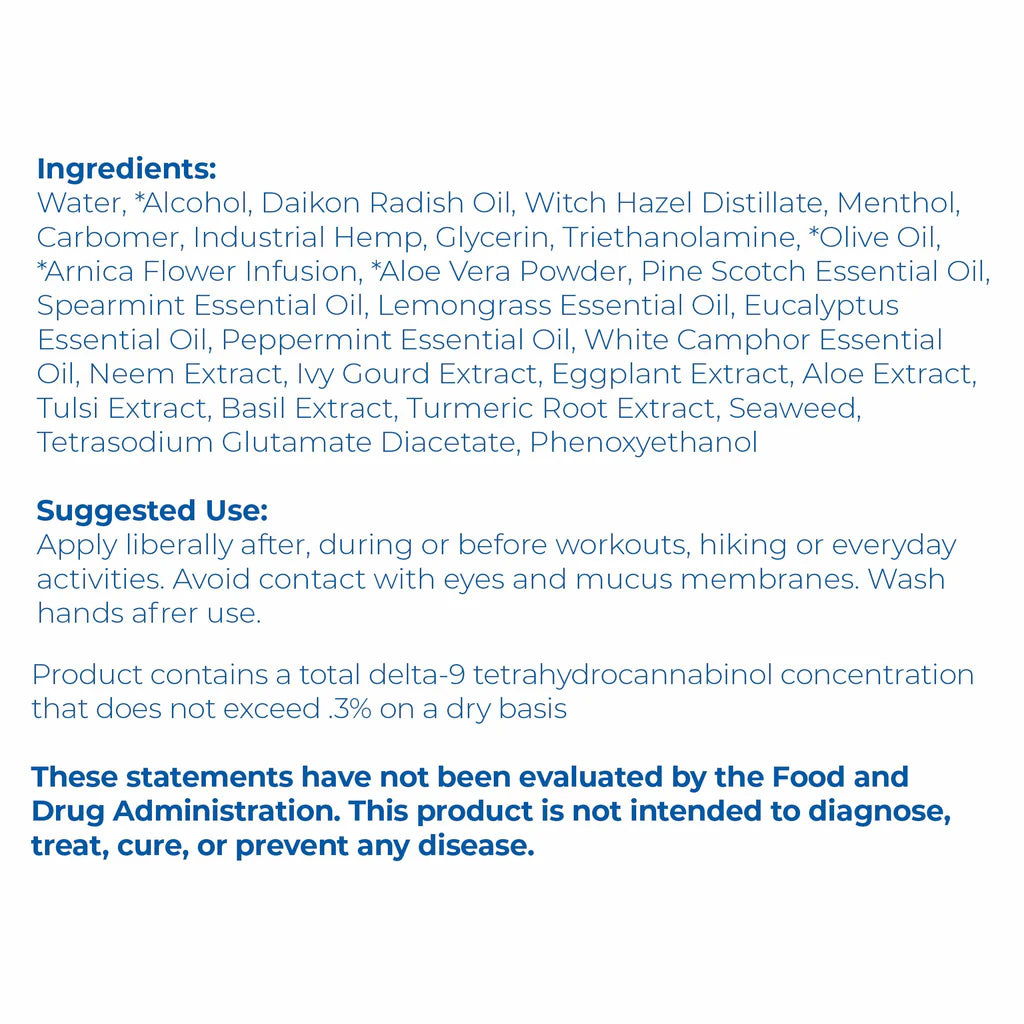 List of ingredients and product use instructions on a white background