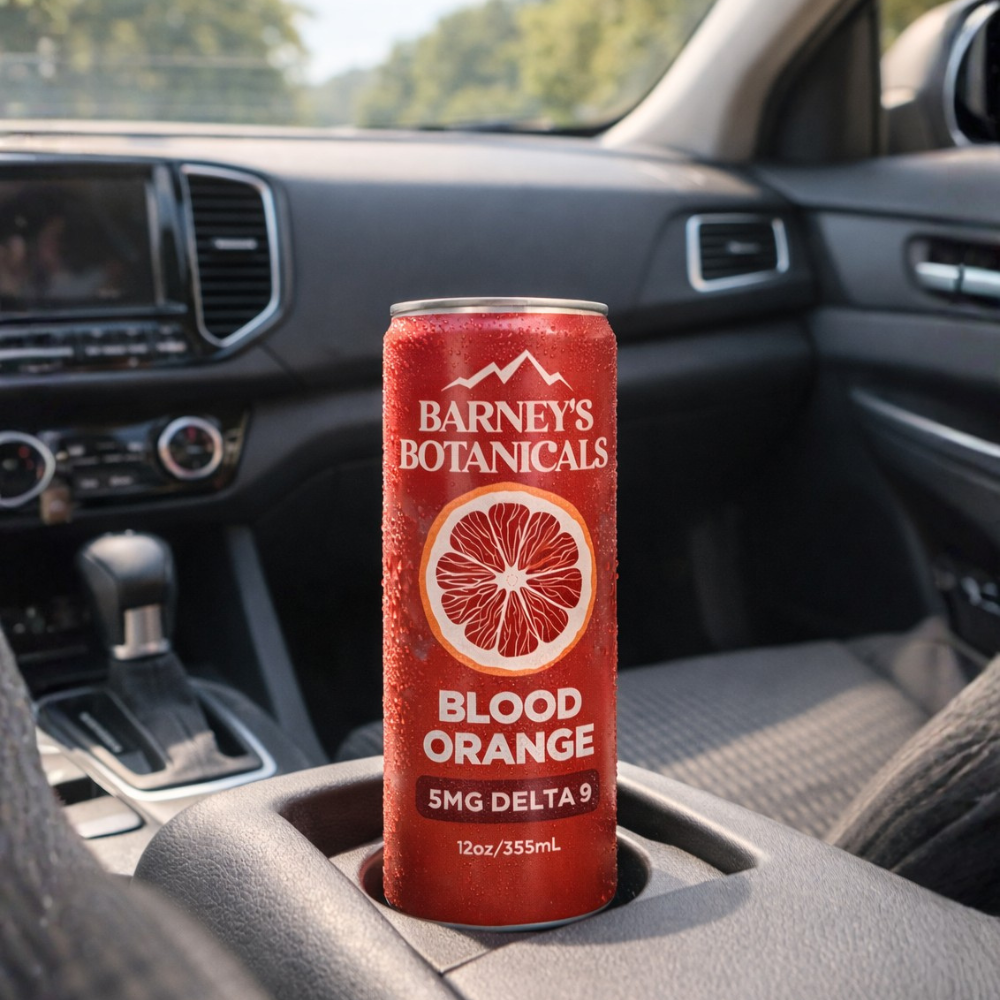 Barney's Botanicals Delta 9 THC Seltzer Can 5mg Blood Orange Flavor