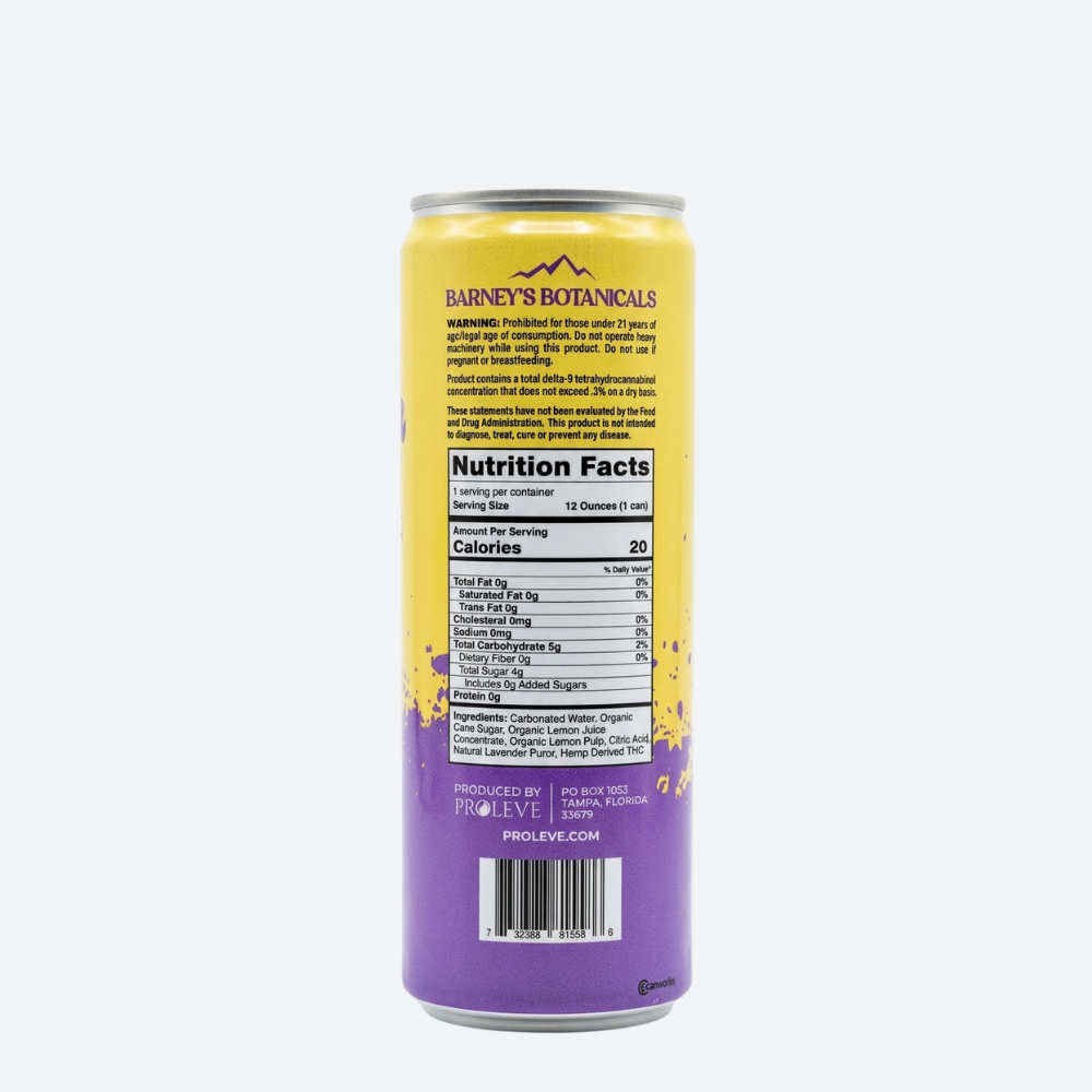 Barney's Botanicals Delta 9 THC Seltzer Can Ingredients