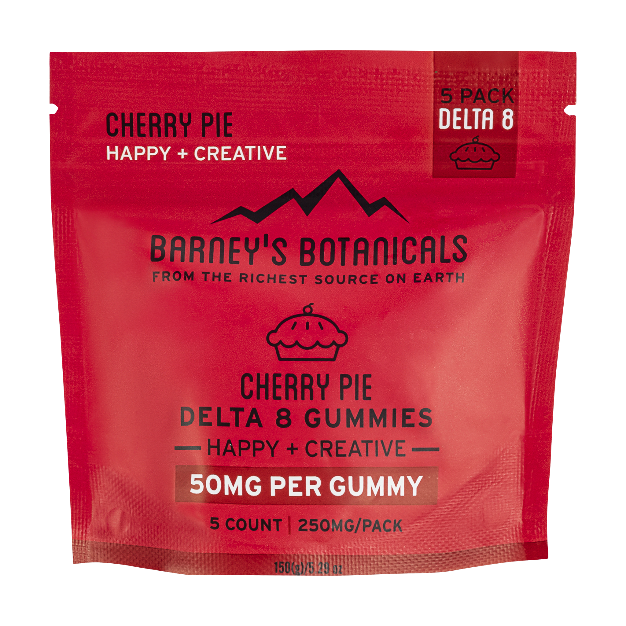 Barney's Botanicals 50mg Delta 8 THC Gummies in Cherry Pie- 5 Pack