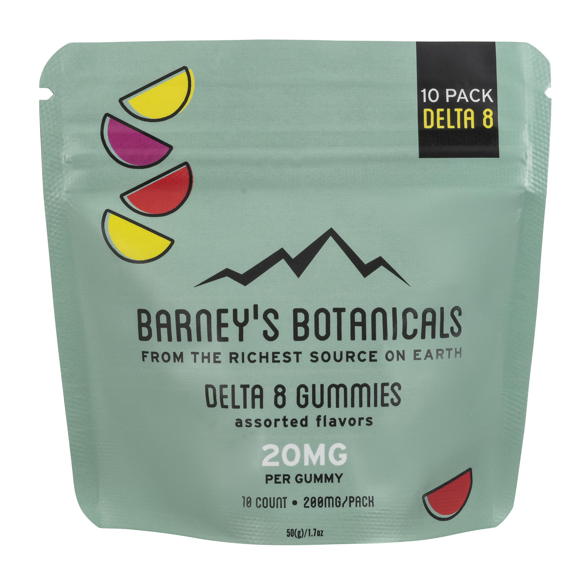 Barney's Botanicals 20mg Delta 8 Gummies in Assorted Flavors - 10 Count Pack
