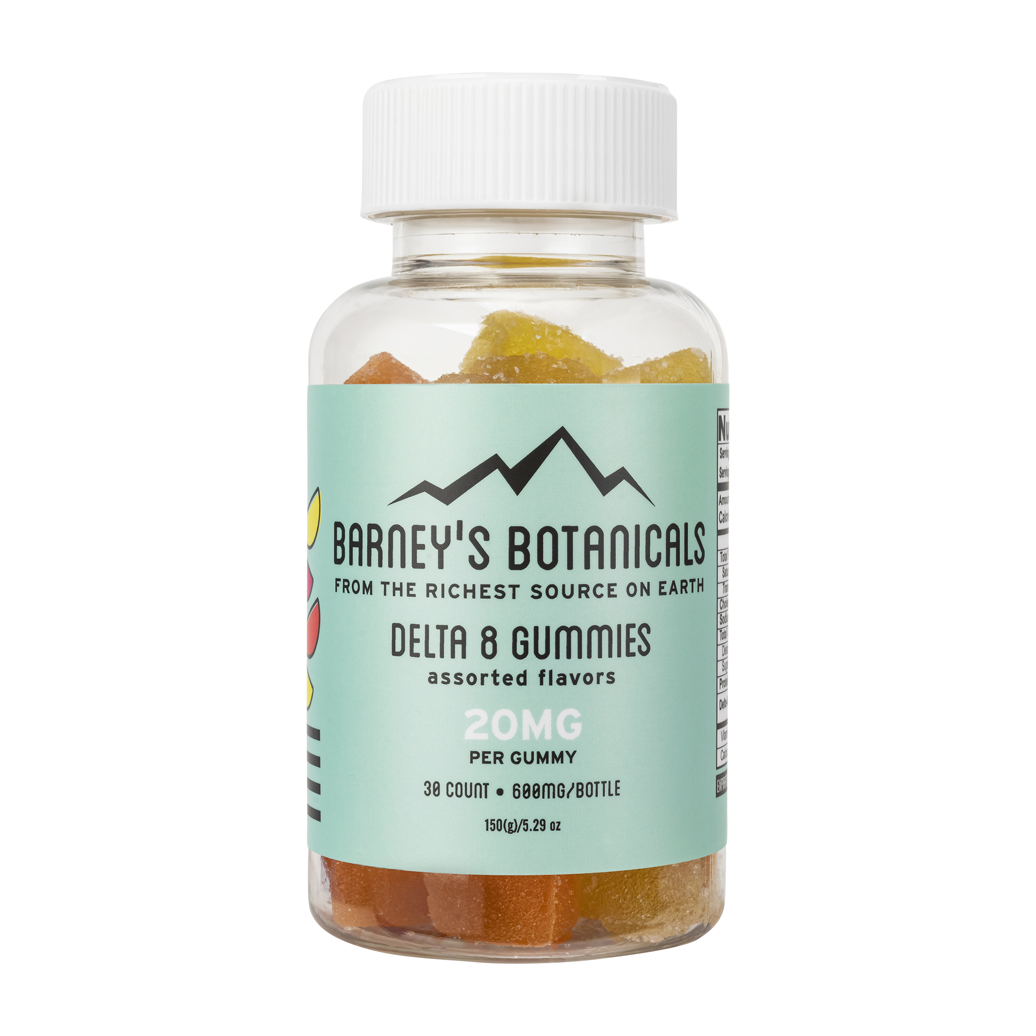 Barney's Botanticals 20mg Delta 8 Gummies in Assorted Flavors - 30 count Bottle