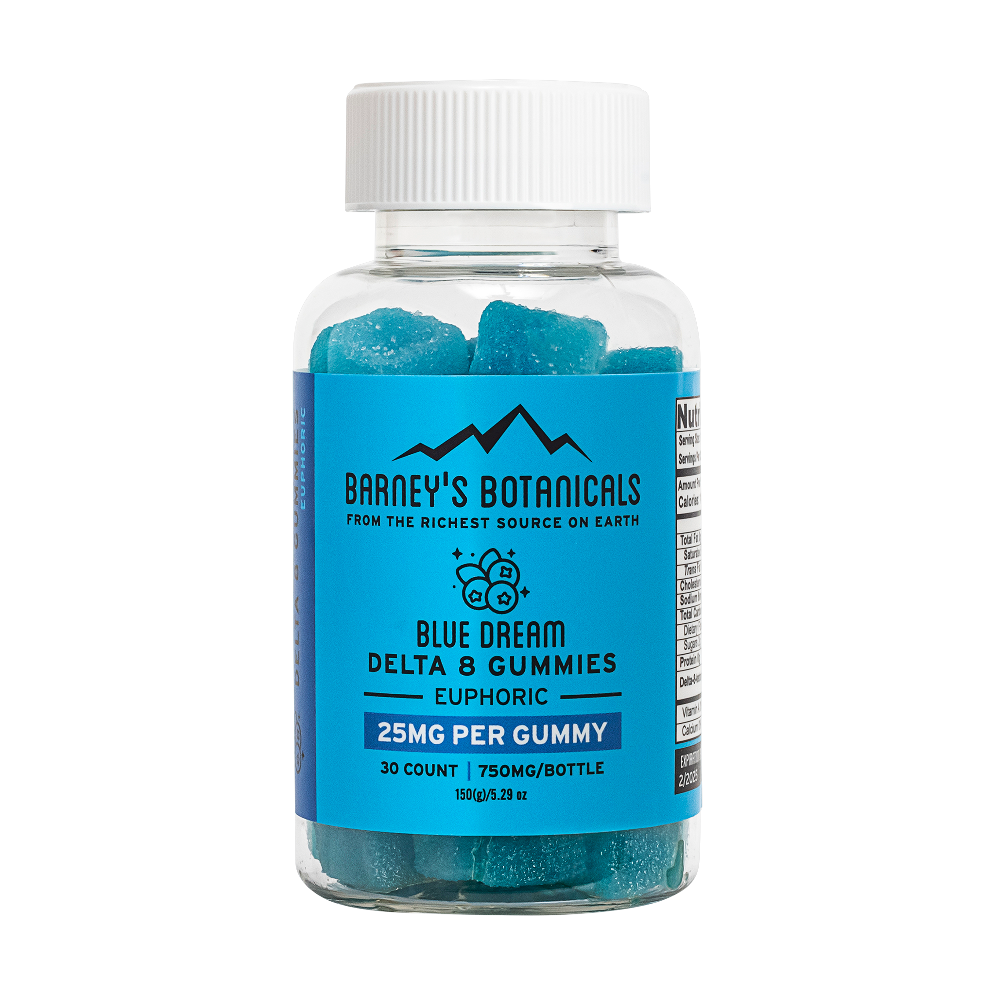 Barney's Botanticals 25mg Delta 8 Gummies in Blue Dream Flavor - 30 Count Bottle