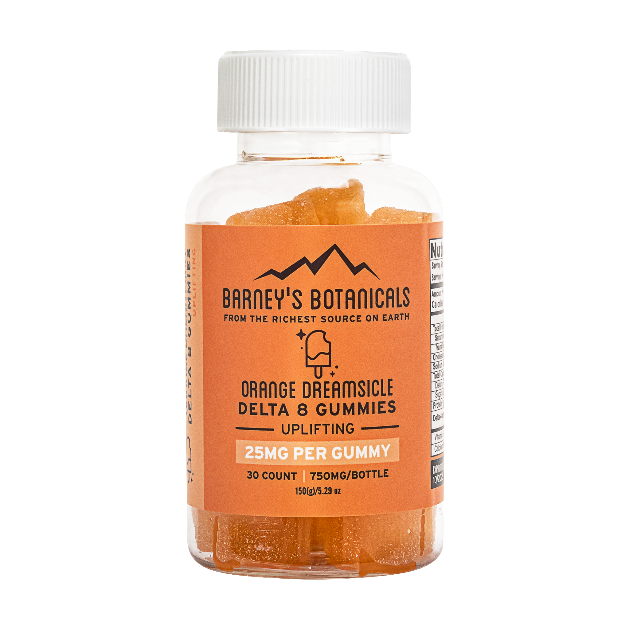 Barney's Botanticals 25mg Delta 8 Gummies in Orange Dreamsicle Flavor - 30 Count Bottle 