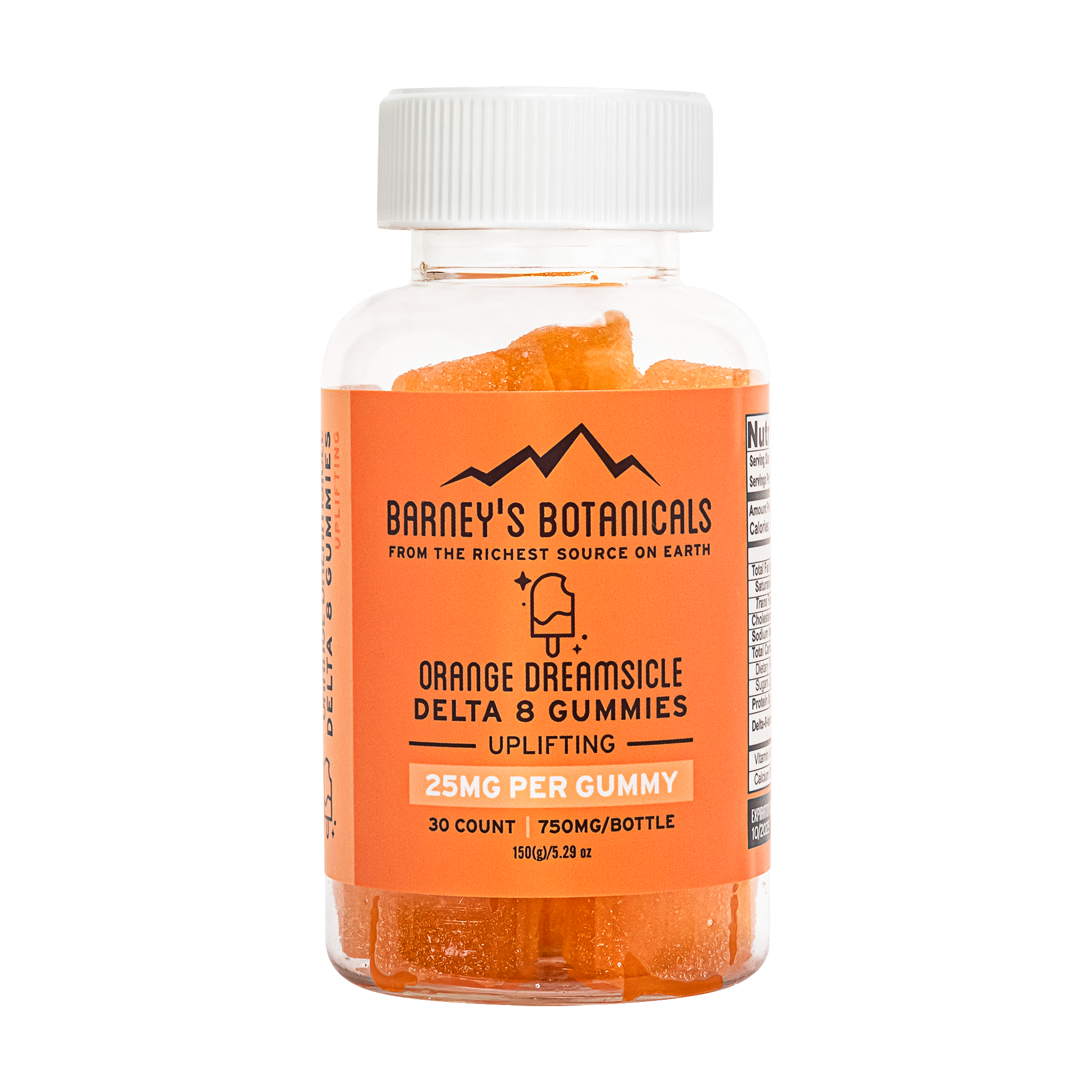 Barney's Botanticals 25mg Delta 8 Gummies in Orange Dreamsicle Flavor - 30 Count Bottle 