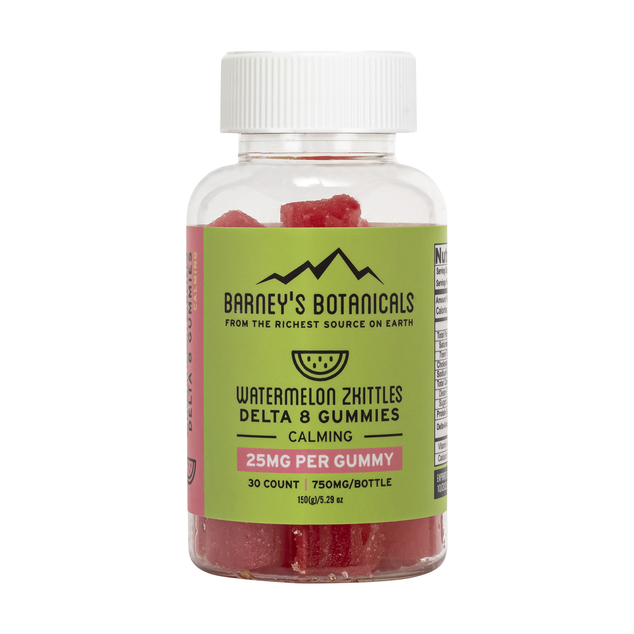 Barney's Botanticals 25mg Delta 8 Gummies in Watermelon Zkittles Flavor - 30 Count Bottle 