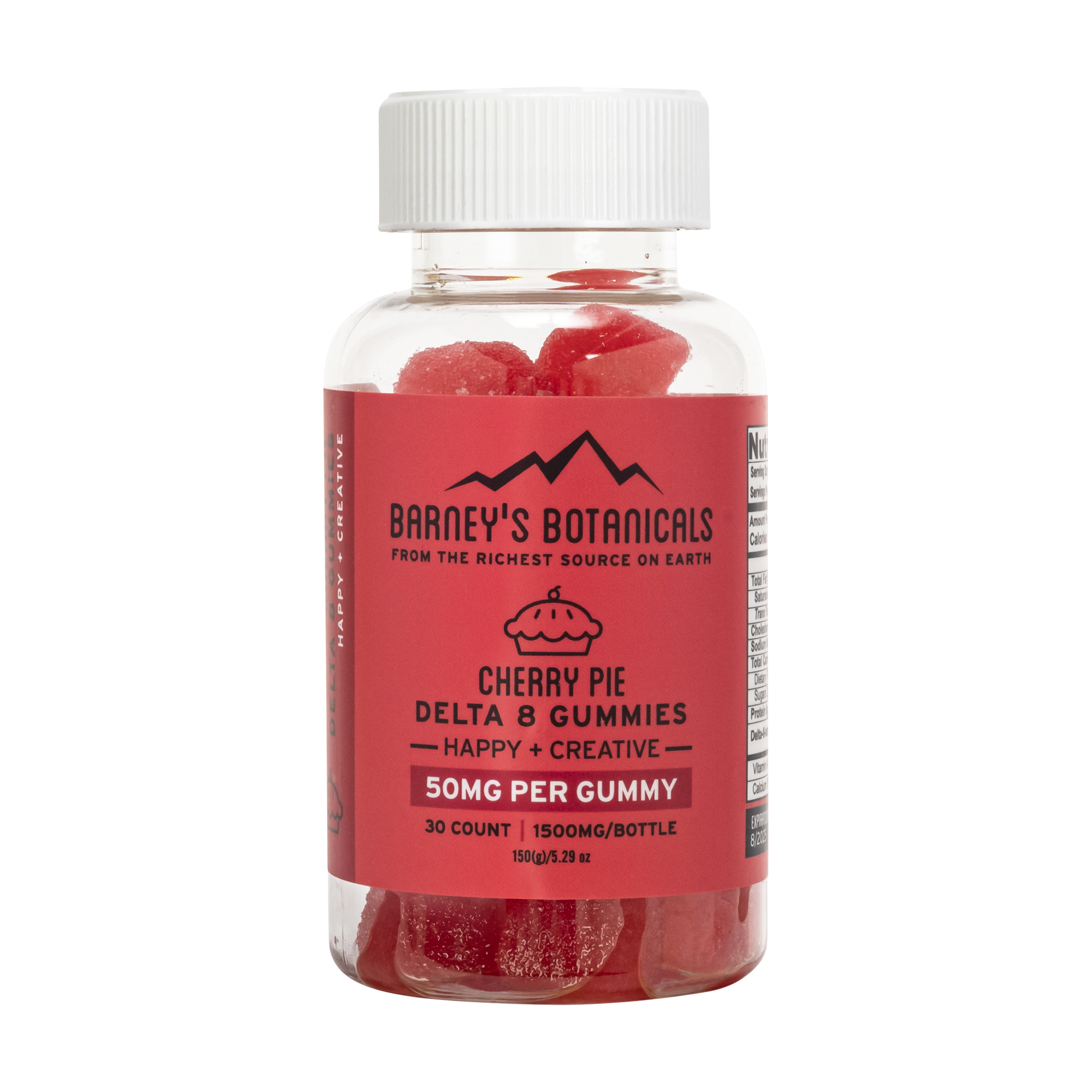 Barney's Botanicals 50mg Delta 8 THC Gummies in Cherry Pie - 30 Count Bottle