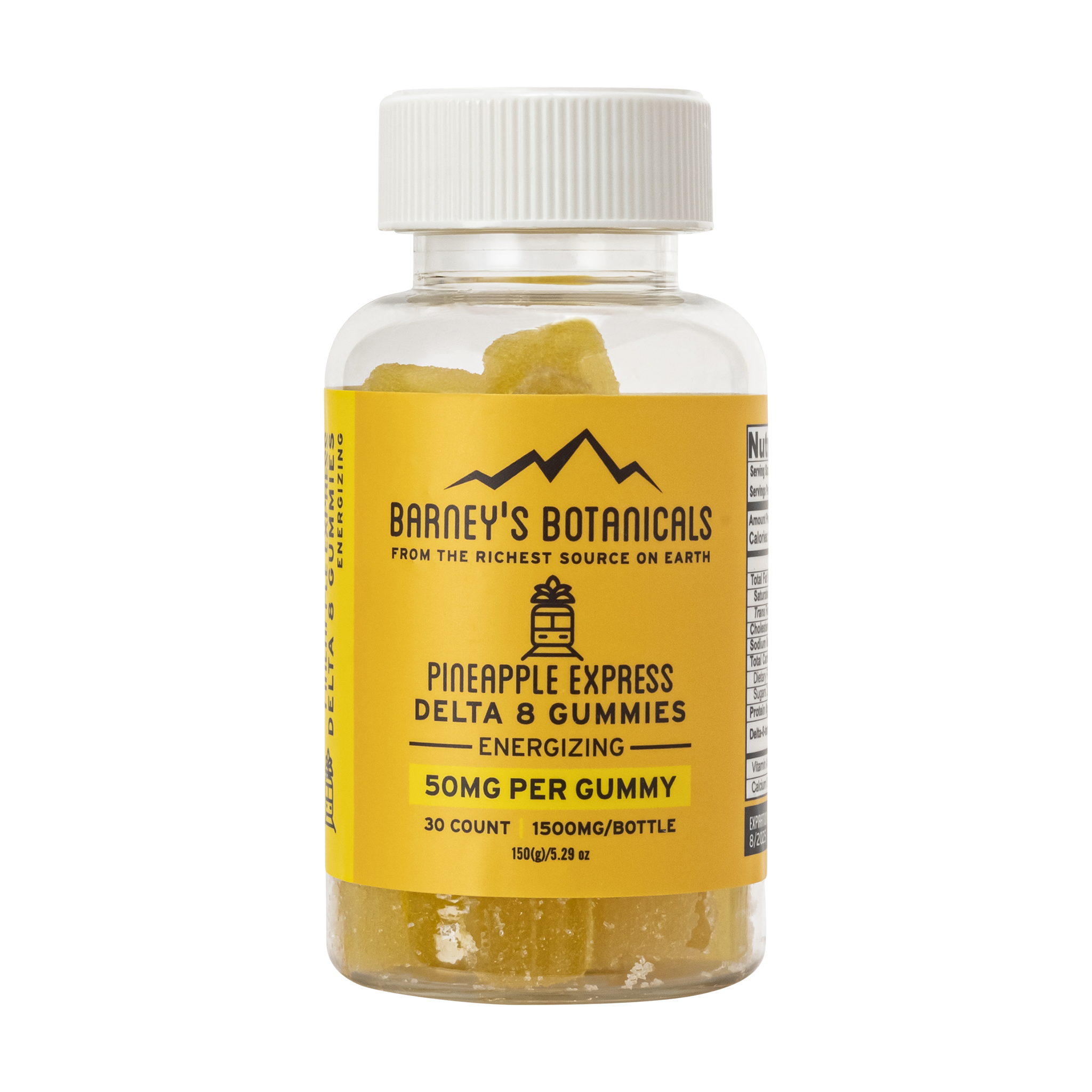 Barney's Botanicals 50mg Delta 8 THC Gummies in Pineapple Express - 30 Count Bottle