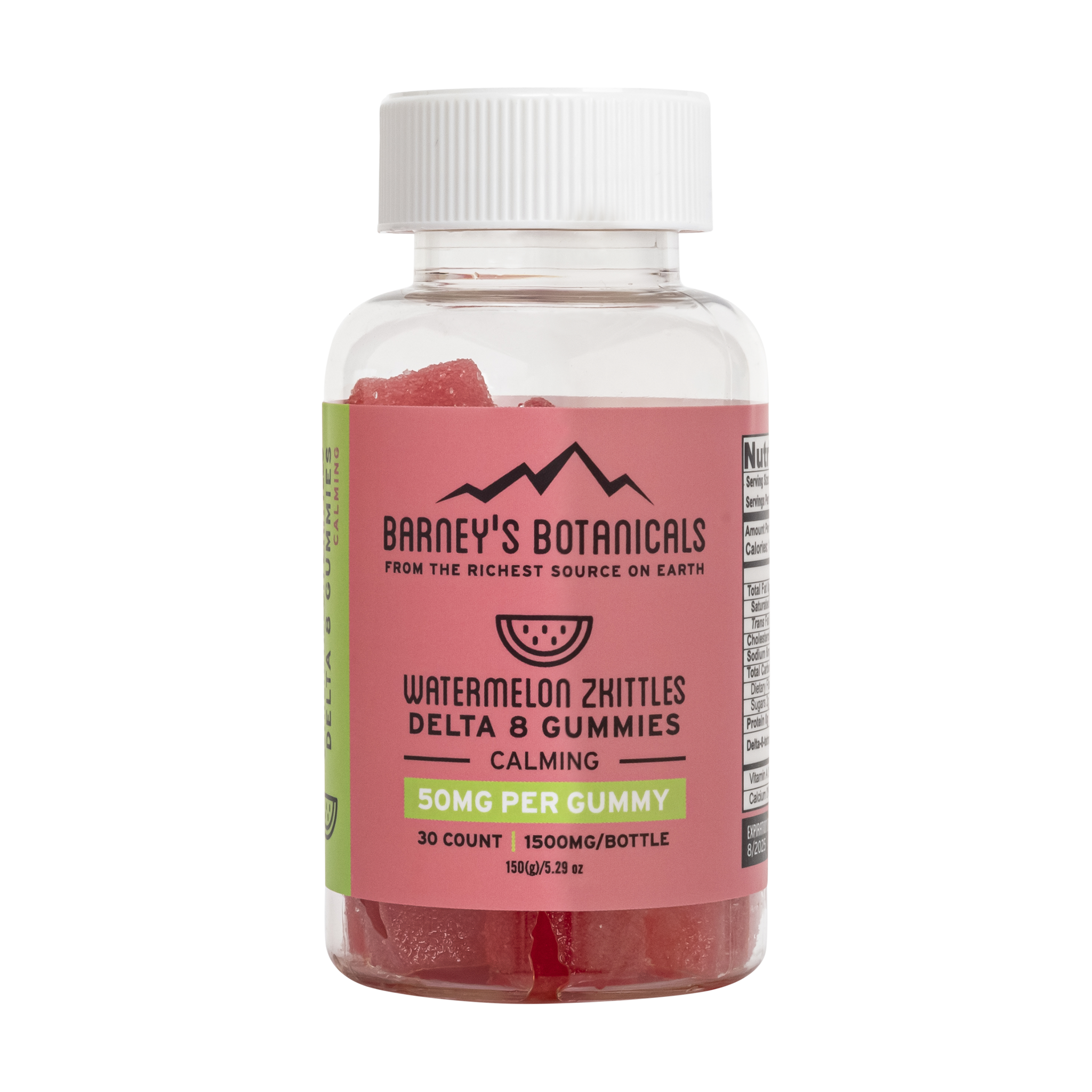 Barney's Botanicals 50mg Delta 8 THC Gummies in Watermelon Zkittles - 30 Count Bottle