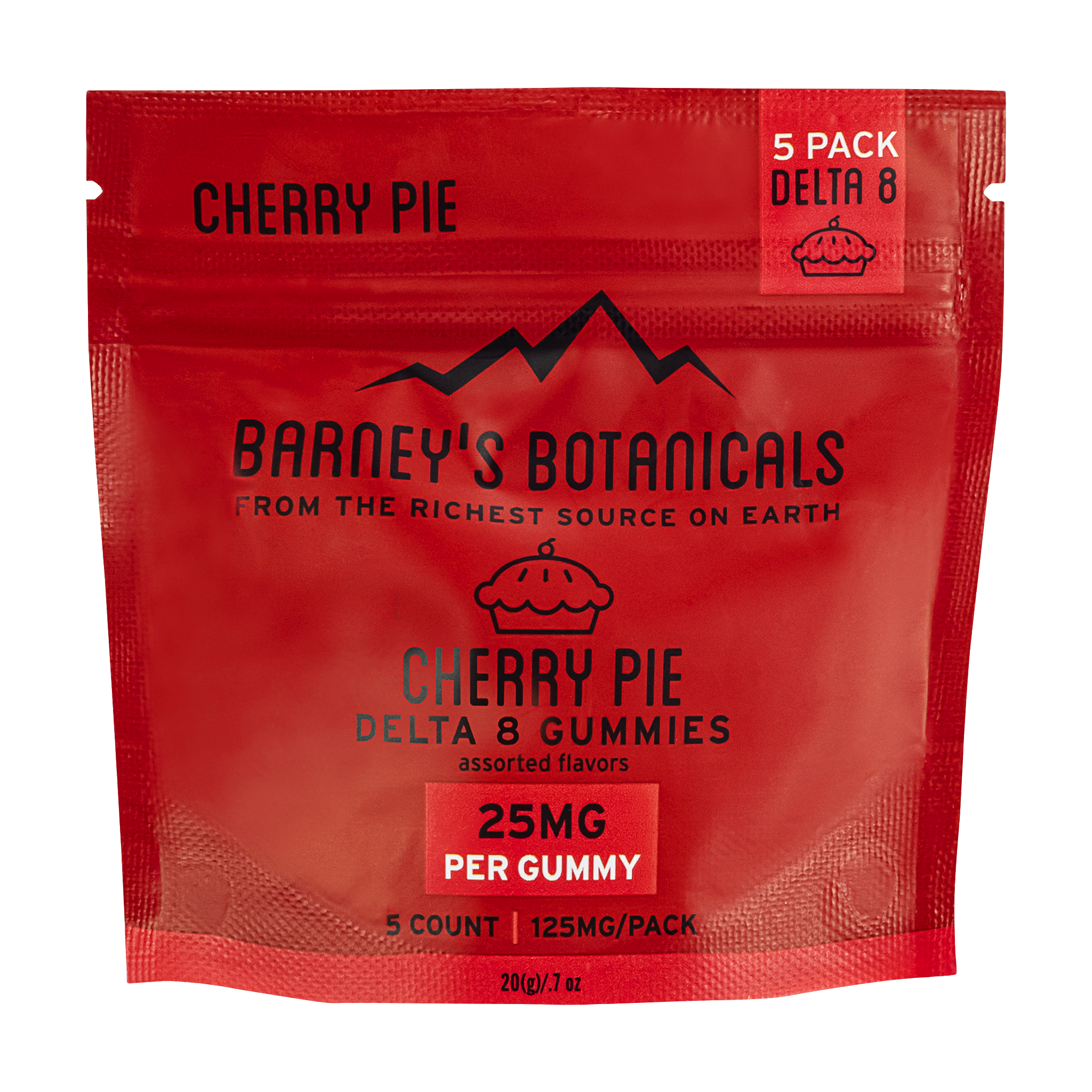 Barney's Botanticals 25mg Delta 8 Gummies in Cherry Pie Flavor - 5 Count Bag