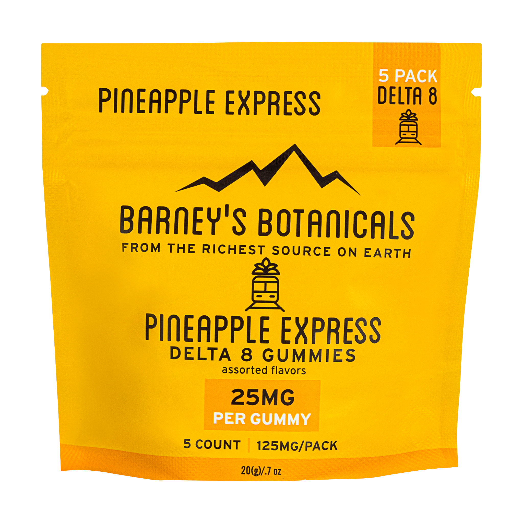 Barney's Botanticals 25mg Delta 8 Gummies in Pineapple Express Flavor - 5 Count Bag