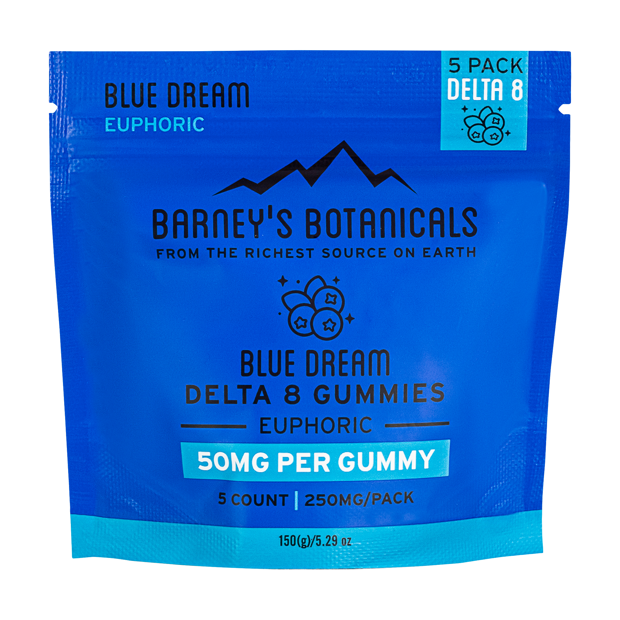 Barney's Botanicals 50mg Delta 8 THC Gummies in Blue Dream - 5 Pack