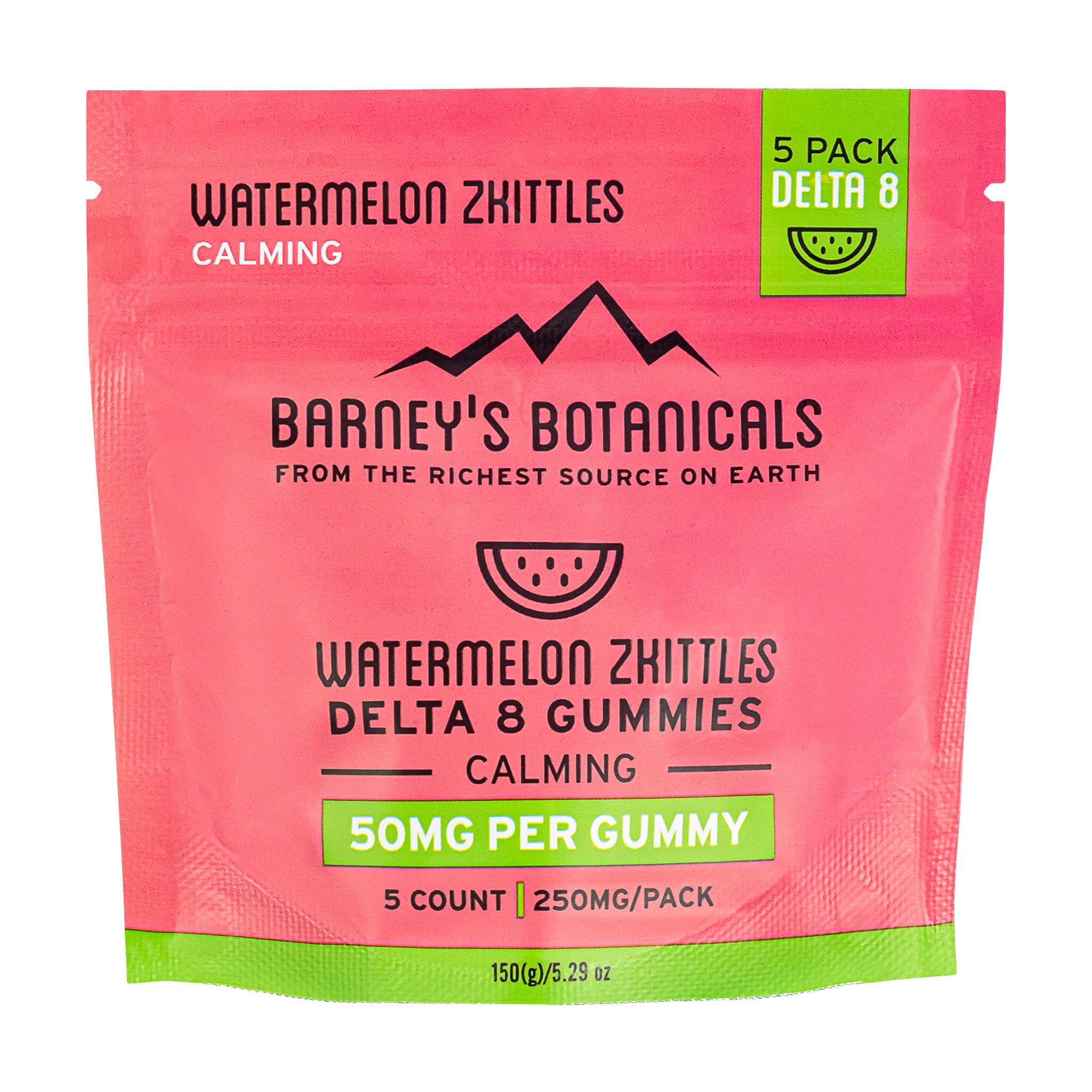 Barney's Botanicals 50mg Delta 8 THC Gummies in Watermelon Zkittles - 5 Pack