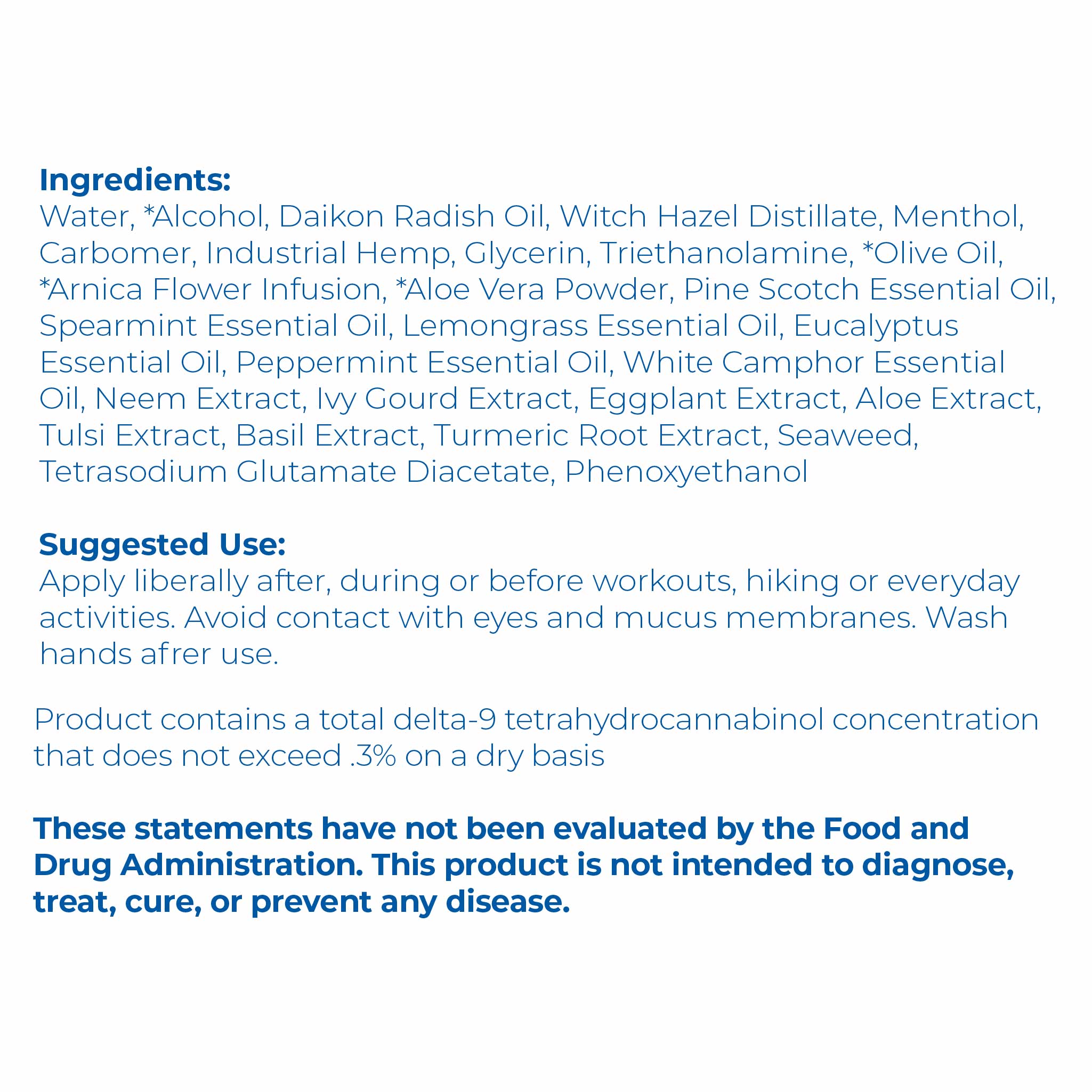 CBD Cooling Roll-On Ingredients List