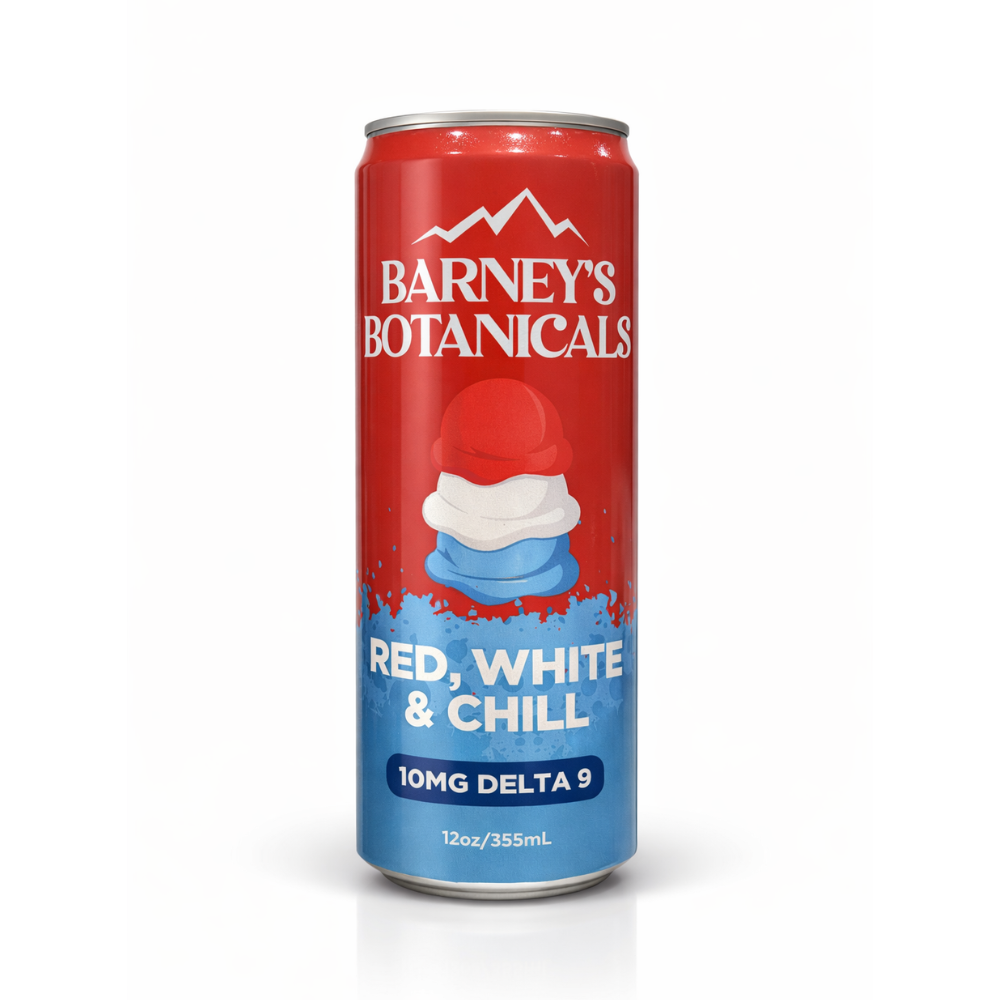 red, white and chill 10mg delta 9 thc seltzer can. 