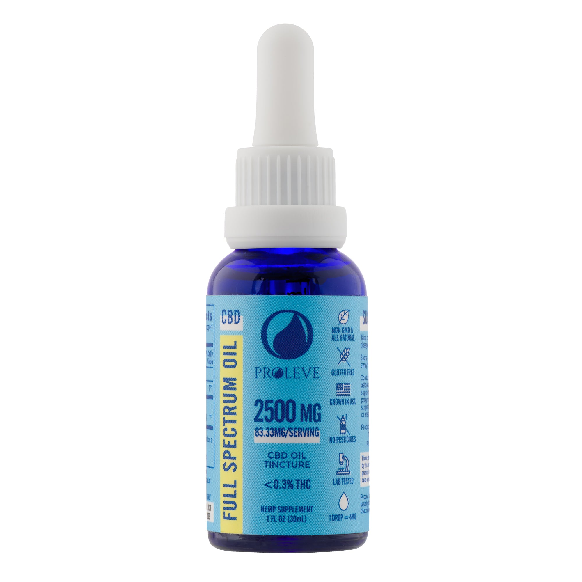Proleve 2500mg CBD Full Spectrum Tincture Bottle