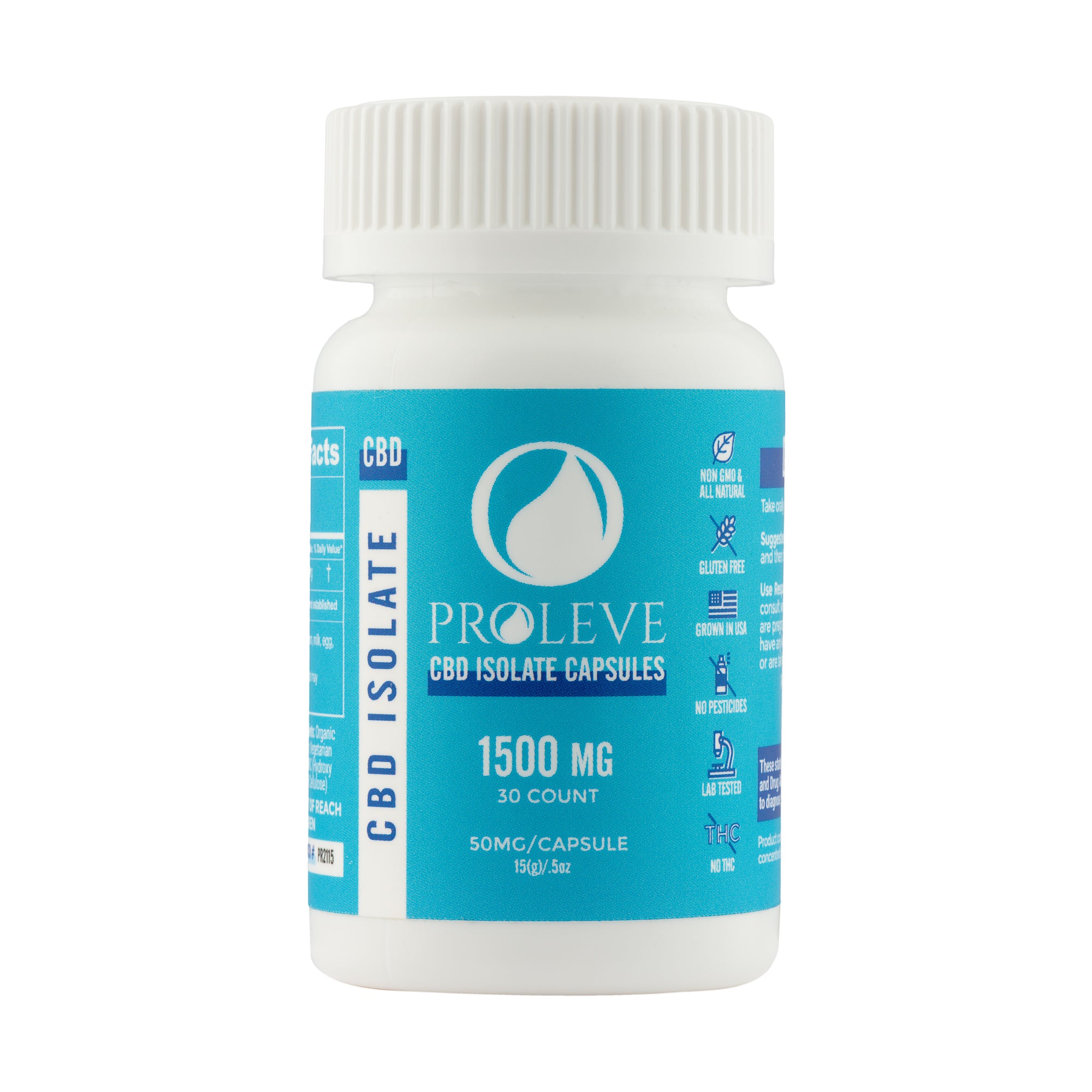 Proleve 50mg CBD Isolate Capsules 30 Count Bottle